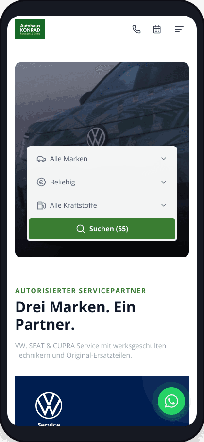 Autohaus Konrad Website – mobile Ansicht