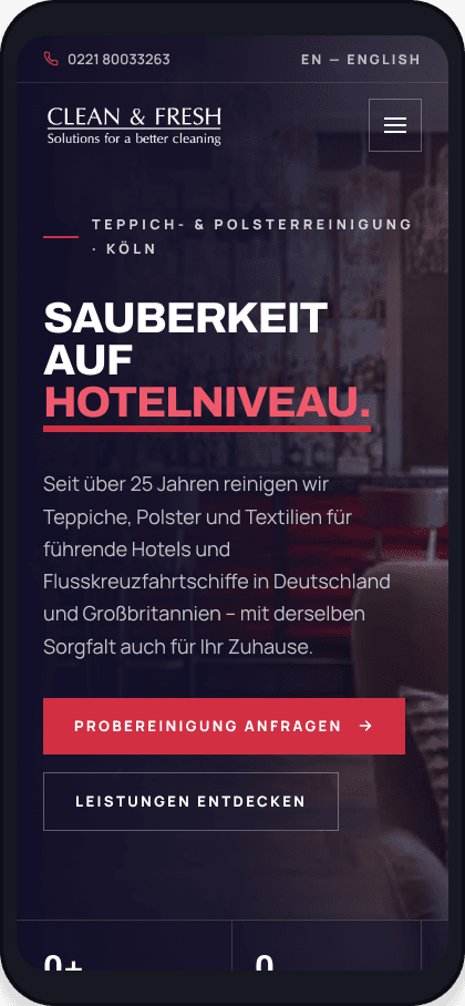 Clean & Fresh – mobile Ansicht
