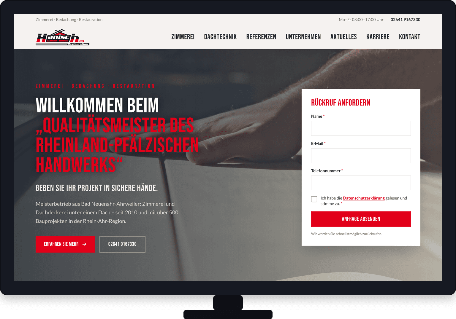 Hanisch Holzbau Website – Referenzprojekt von CYTEQ