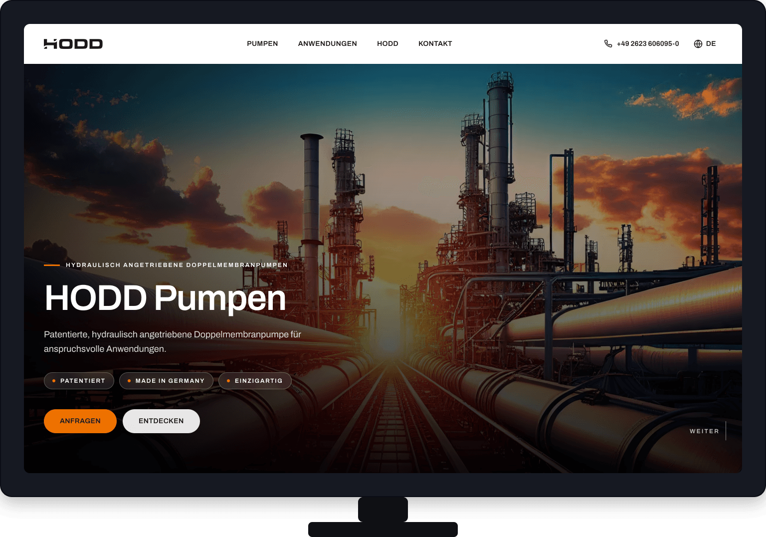 HODD Pumpen Website – Referenzprojekt von CYTEQ