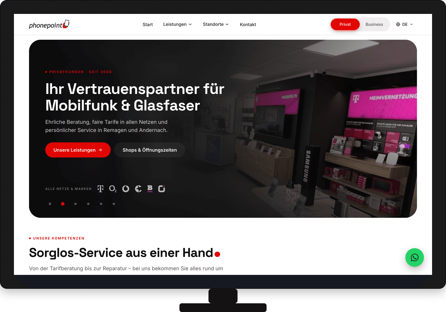 Phonepoint Website – Referenzprojekt von CYTEQ
