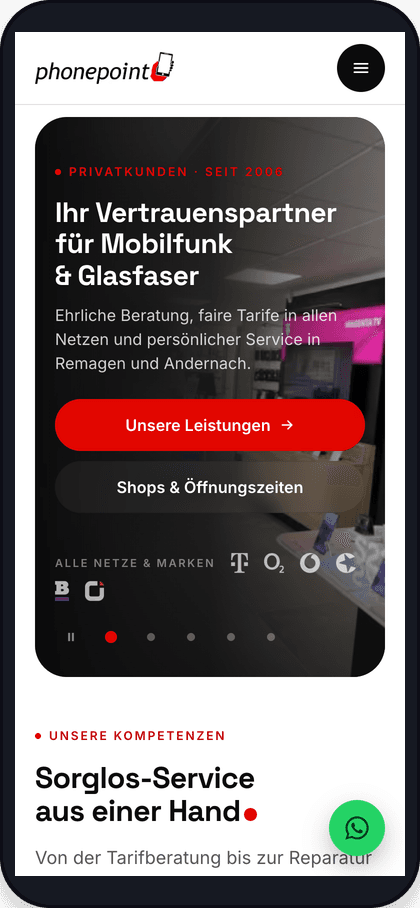 Phonepoint – mobile Ansicht