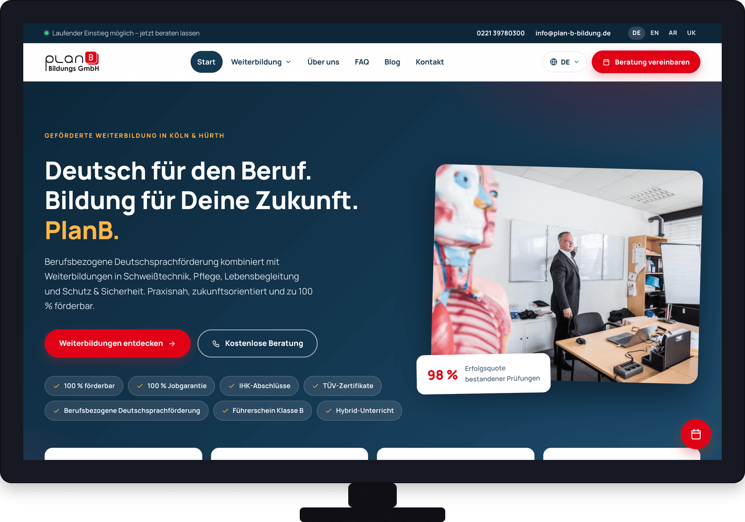 PlanB Bildung Website – Referenzprojekt von CYTEQ