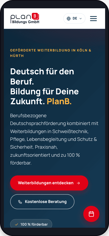 PlanB Bildung – mobile Ansicht